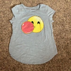 SO Girls Grey tshirt emoji blowing bubble T-shirt size 14